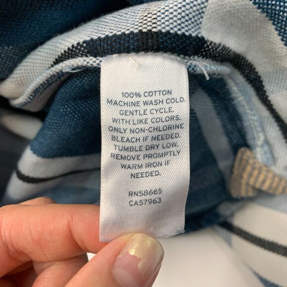 Wallin Bros Shirt Mens 2XL XXL Metal Blue Plaid Long Sleeve Cotton Button Up - Picture 9 of 12